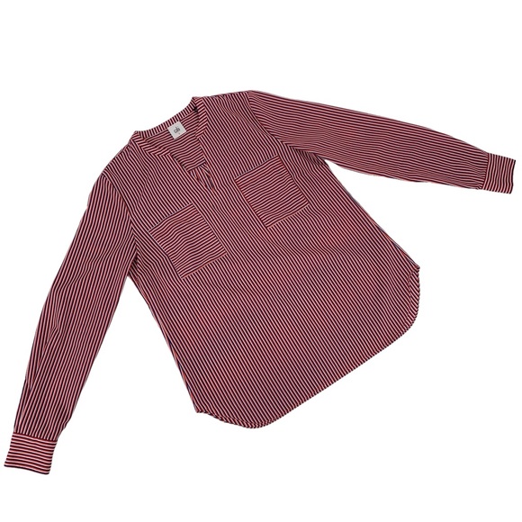 Cabi Franklin Blouse #5335, Red, White & Blue Striped Notch V-Neck Blouse, Small - Picture 10 of 16